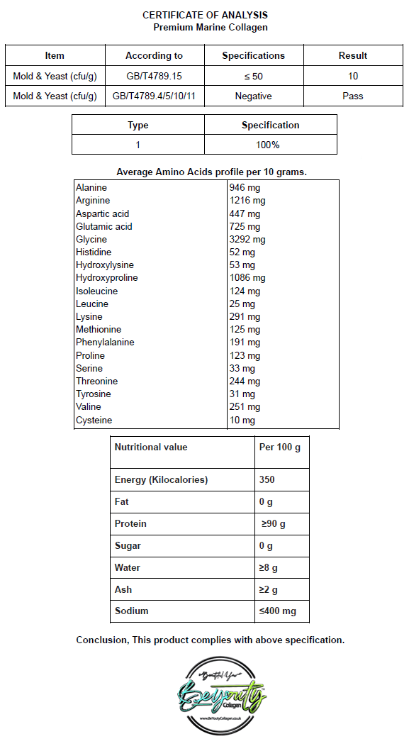 Pure Premium Marine Collagen Hydrolysed Peptides TYPE I - 500g