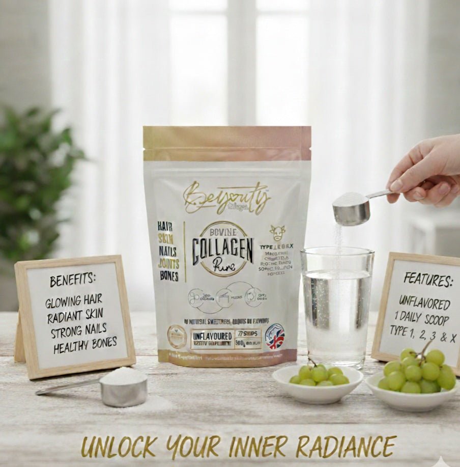 Pure Hydrolysed Bovine Collagen Peptides TYPE I, II, III & X - 500g
