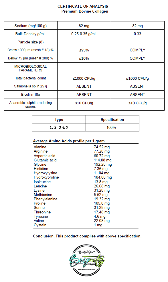 Multi Bovine & Marine Collagen Hydrolysed Peptides TYPE I, II, III & X + Vitamin C & Hyaluronic Acid - 550g