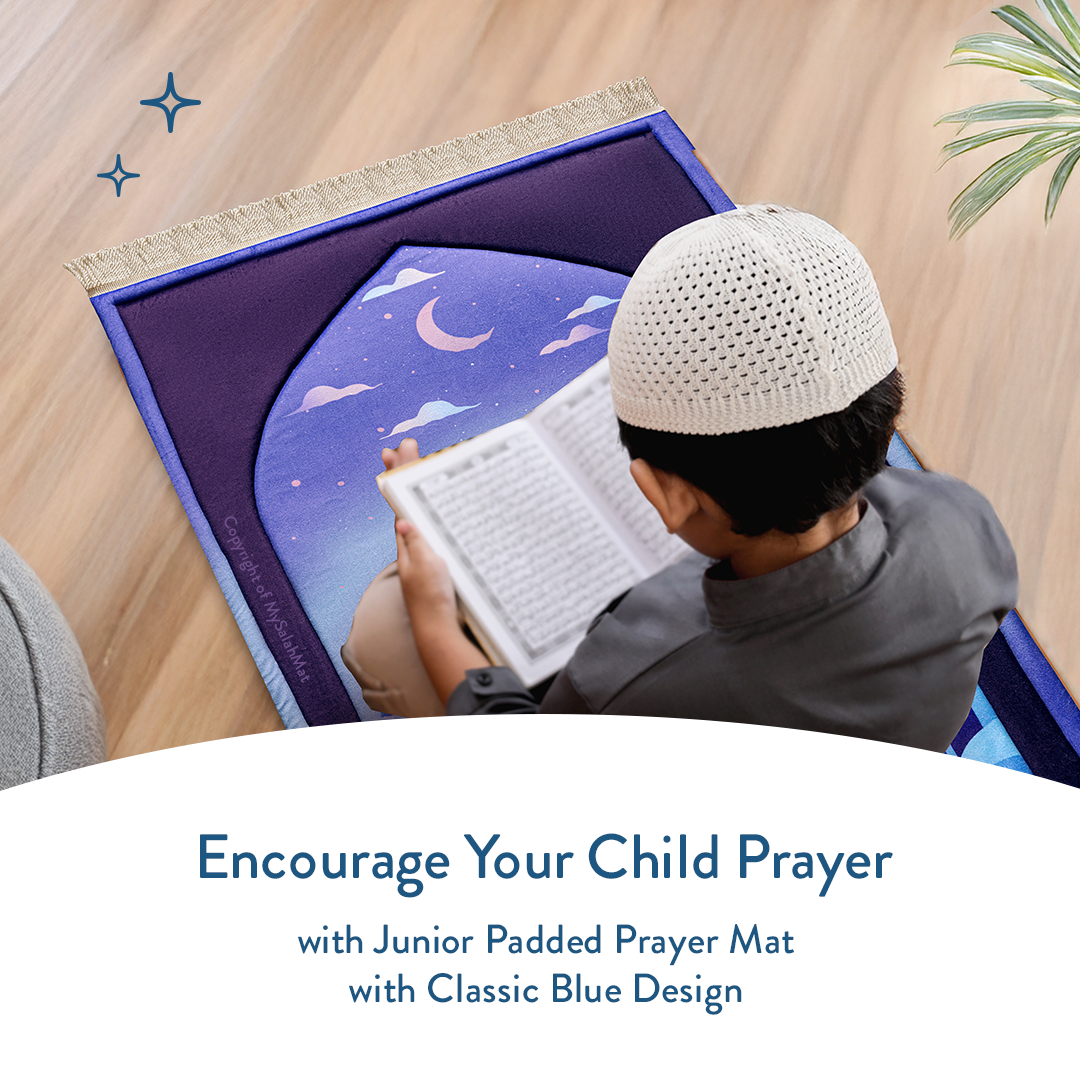 Tapis de prière rembourré pour enfants avec motif Masjid au crépuscule | Urban Rugs UK | Un beau cadeau de Ramadan et d’Aïd pour les êtres aimés