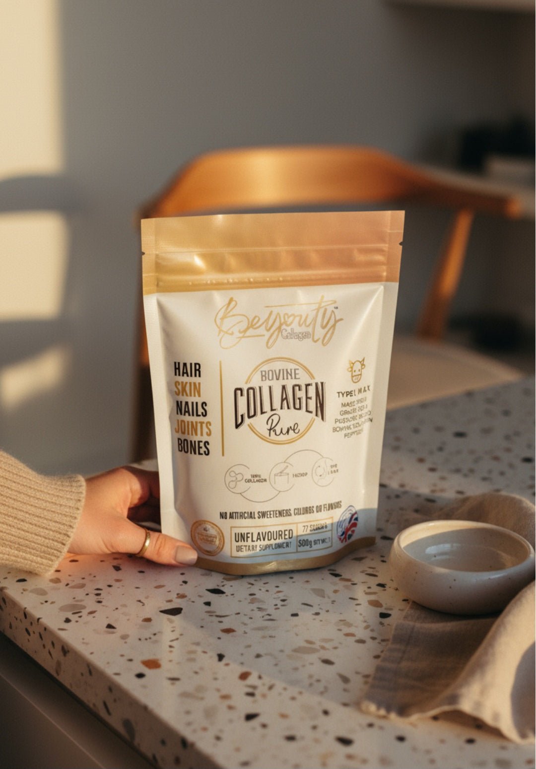 Pure Hydrolysed Bovine Collagen Peptides TYPE I, II, III & X - 500g