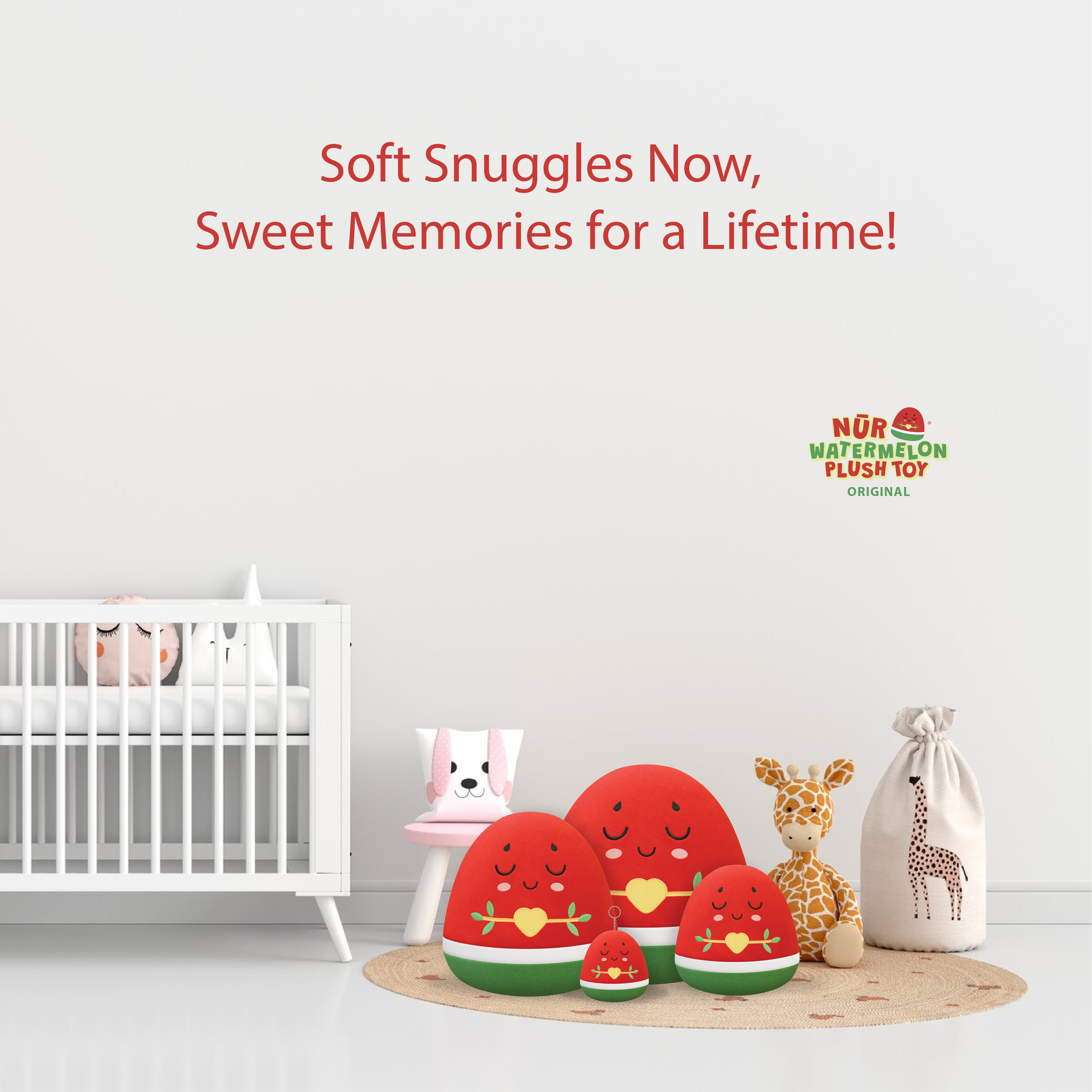 Watermelon Keyring - 8cm Soft Adorable Fruit Plush Muslim Doll | A beautiful Ramadan and Eid gift for loved ones