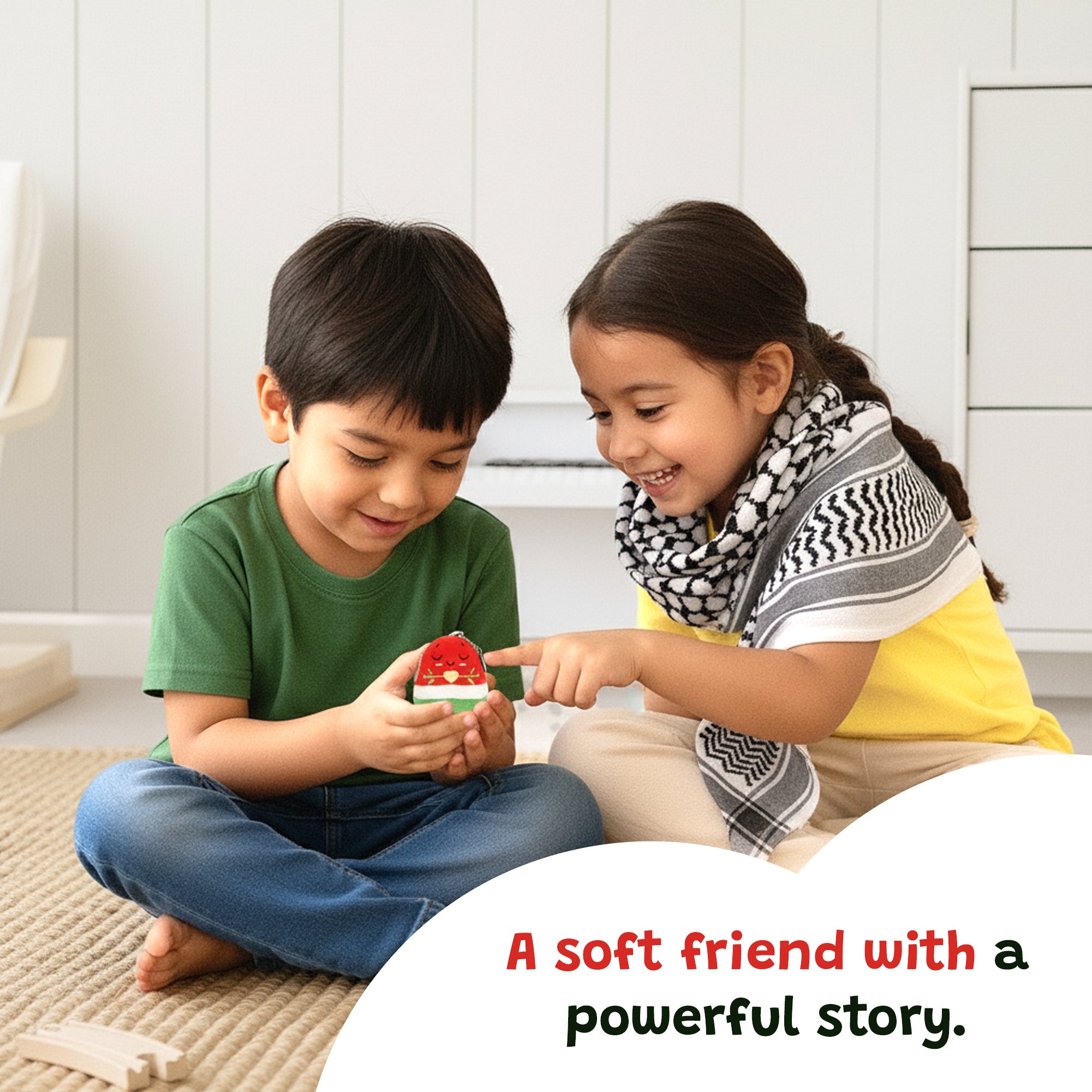 Watermelon Keyring - 8cm Soft Adorable Fruit Plush Muslim Doll | A beautiful Ramadan and Eid gift for loved ones