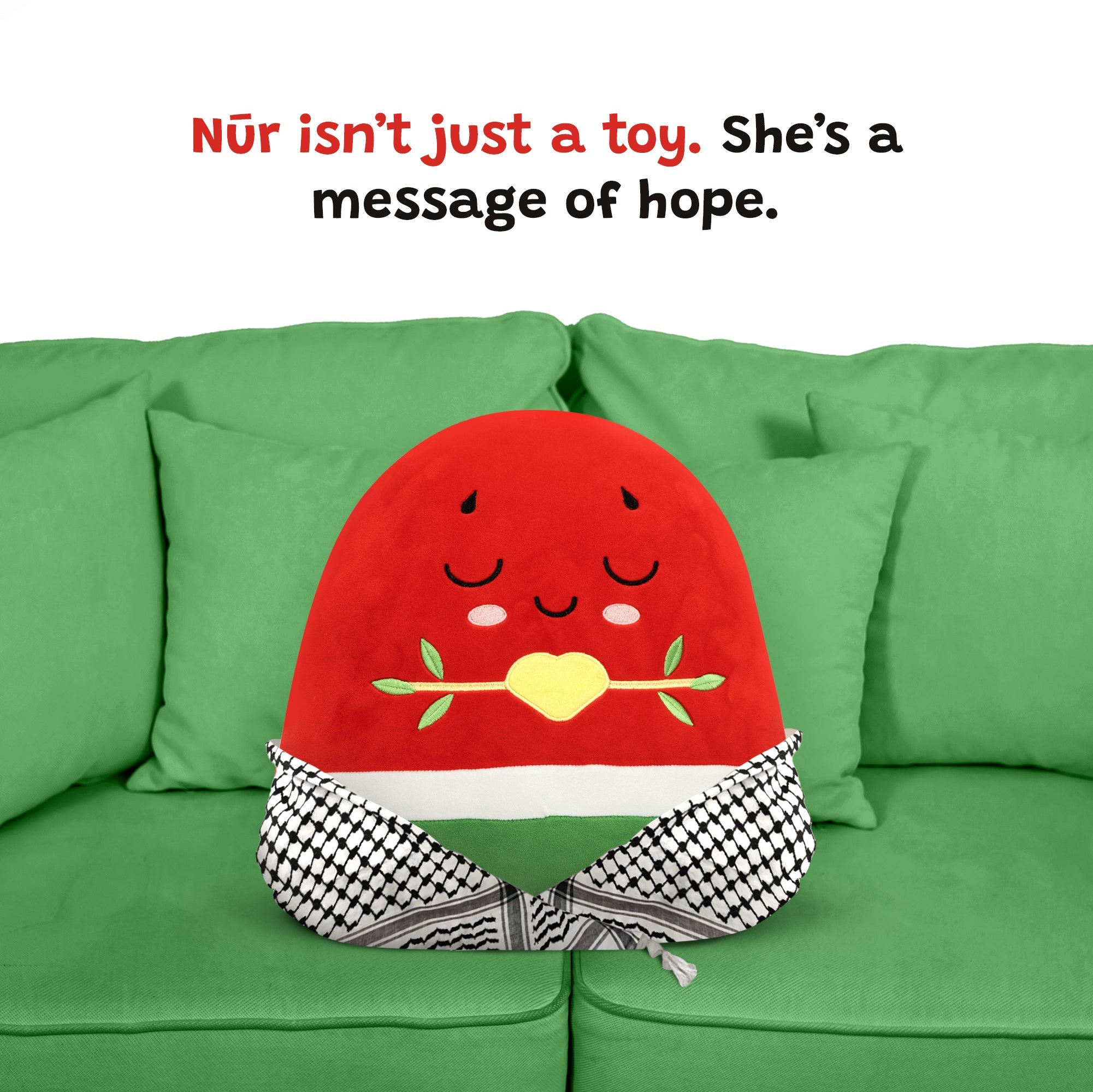 Watermelon Plushie - 40cm Soft Cuddly Pillow Adorable Fruit Plush Muslim Doll | A beautiful Ramadan and Eid gift for loved ones