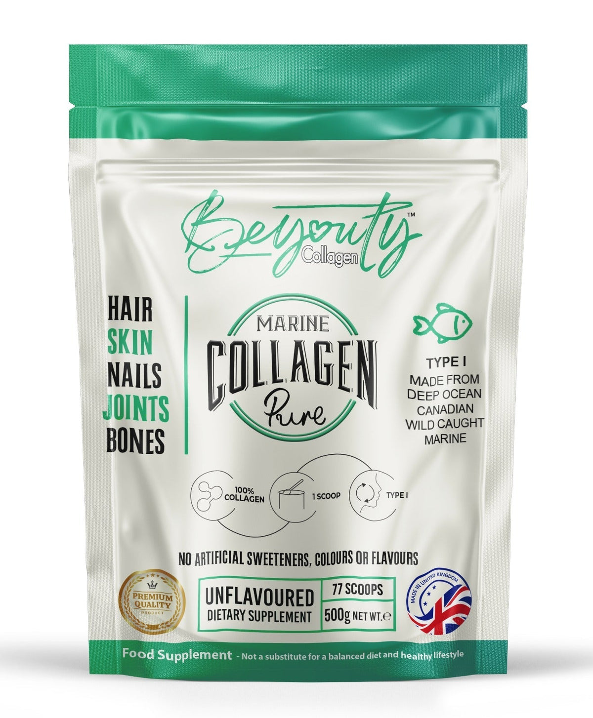Pure Premium Marine Collagen Hydrolysed Peptides TYPE I - 500g