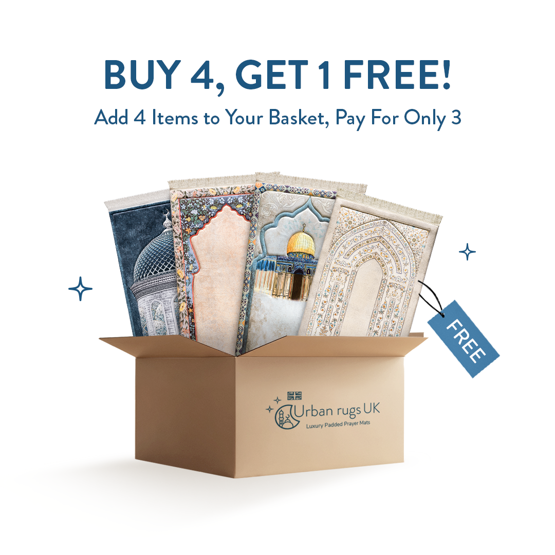 Tapis de prière rembourré pour enfants avec motif Mosquée de Mumbai rose par Urban Rugs UK | Un magnifique cadeau de Ramadan et d’Aïd pour vos proches