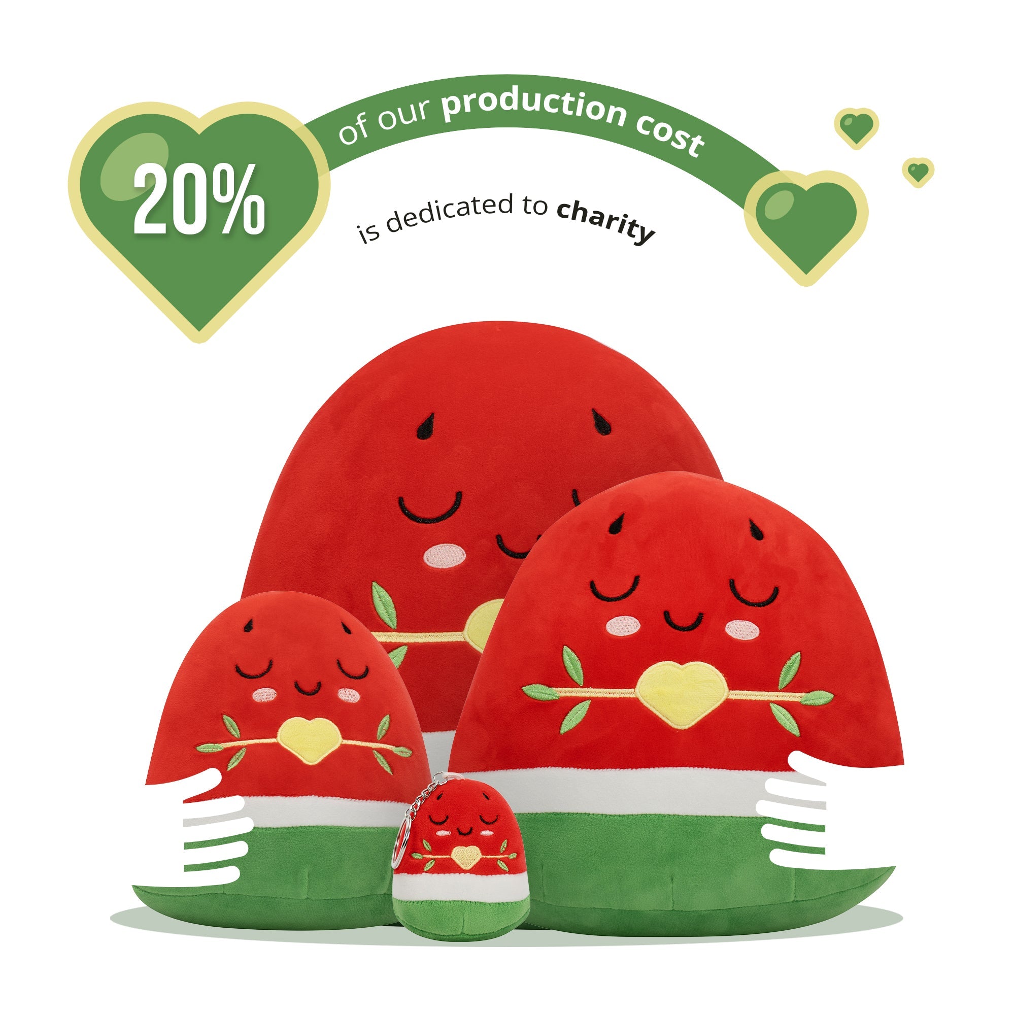 Lot de 6 peluches pastèque Nūr – Coussin moelleux 20 cm, poupée musulmane adorable [OFFRE SPÉCIALE] | Un magnifique cadeau de Ramadan et d’Aïd pour vos proches