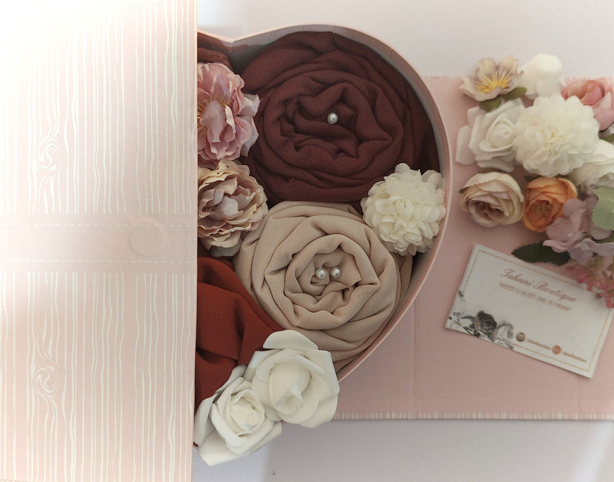 Heart Box Hijab Gift Bouquet – Personalised Luxury Gift