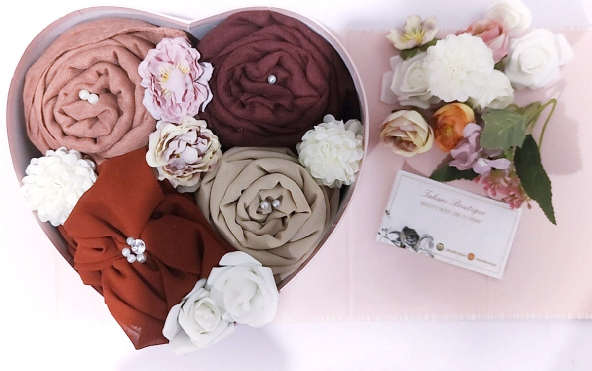 Heart Box Hijab Gift Bouquet – Personalised Luxury Gift