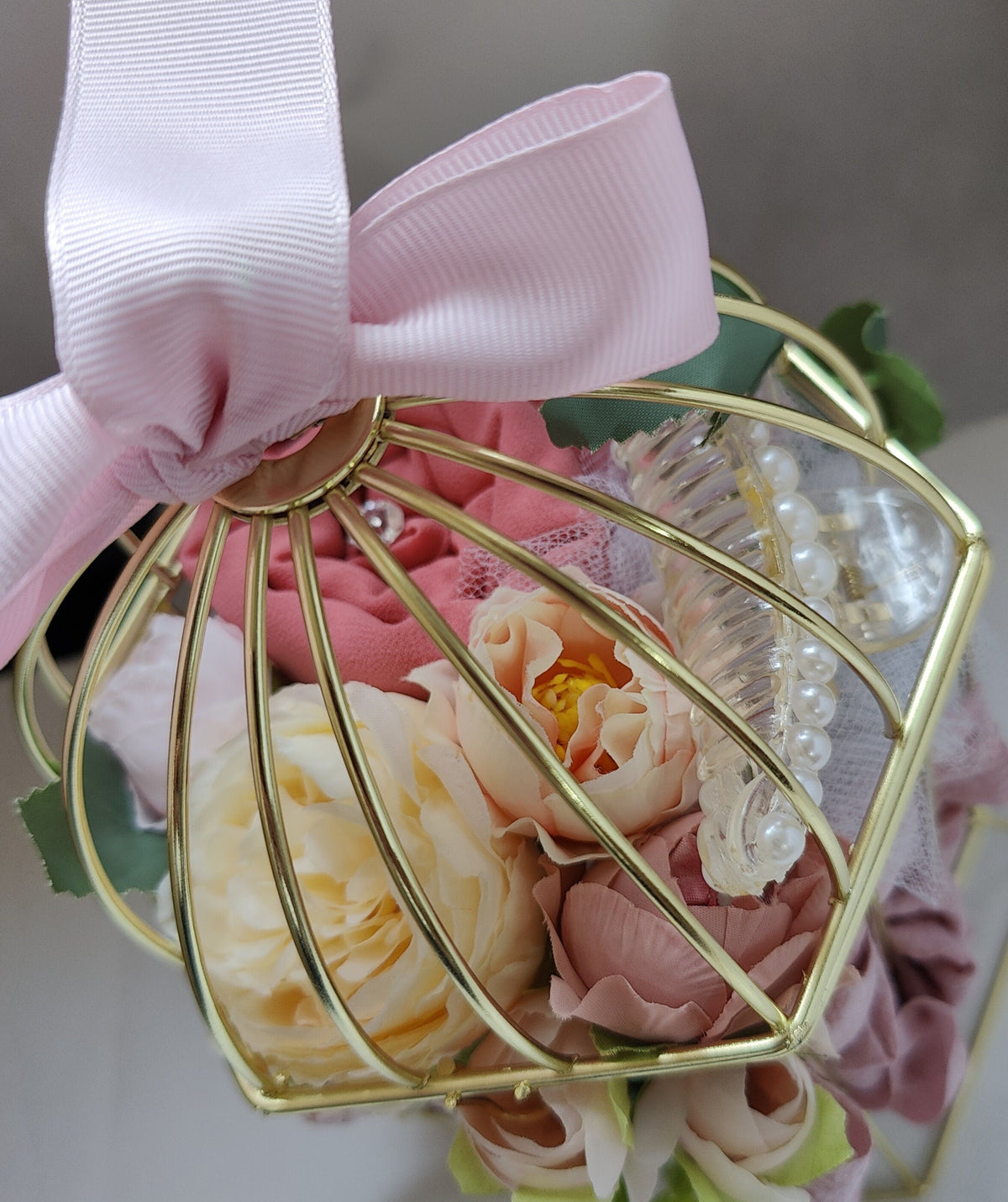 Gold Metal Birdcage Hijab Gift Bouquet – Personalised