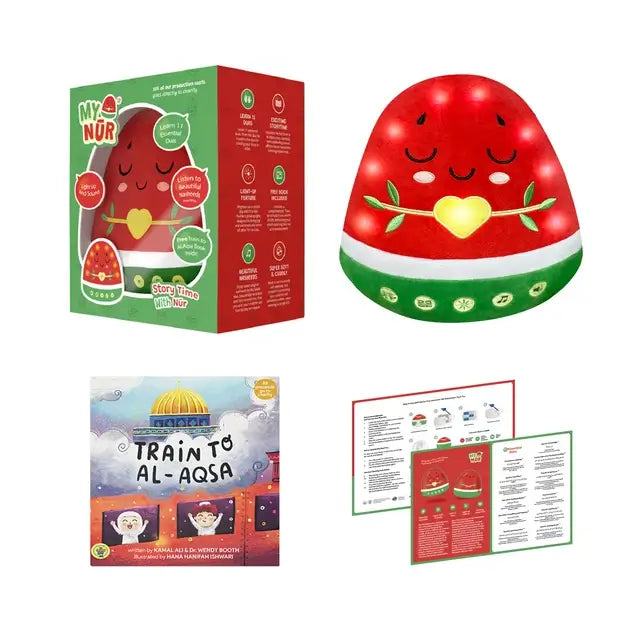 Interactive Nūr Watermelon Dua Pillow & Plushie | Islamic Toys for Kids