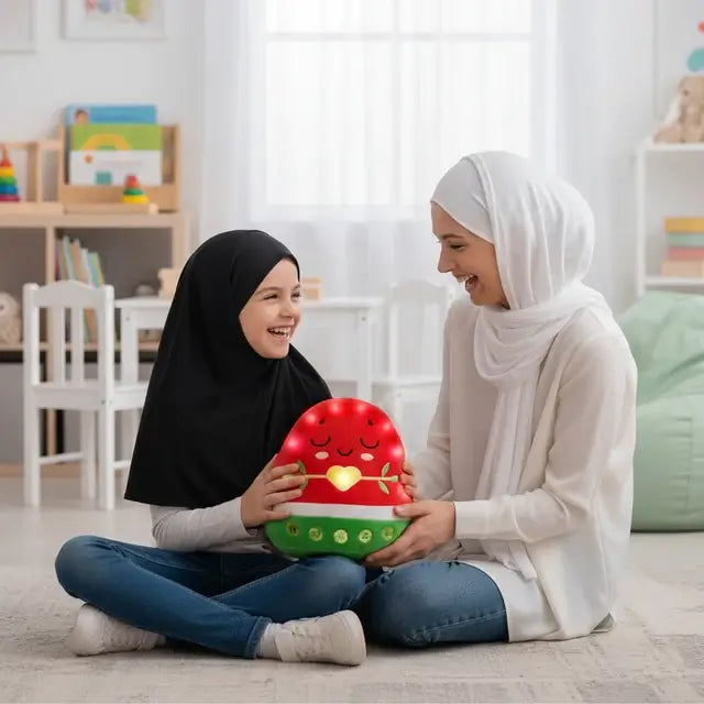Interactive Nūr Watermelon Dua Pillow & Plushie | Islamic Toys for Kids