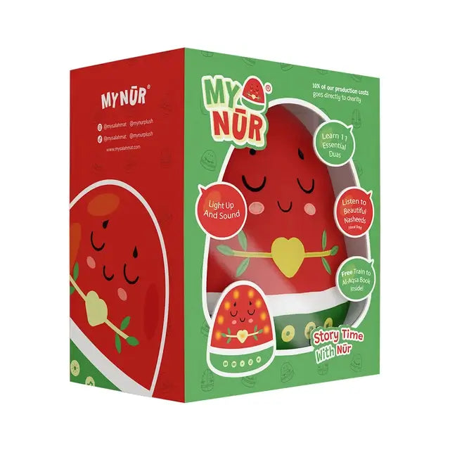 Interactive Nūr Watermelon Dua Pillow & Plushie | Islamic Toys for Kids