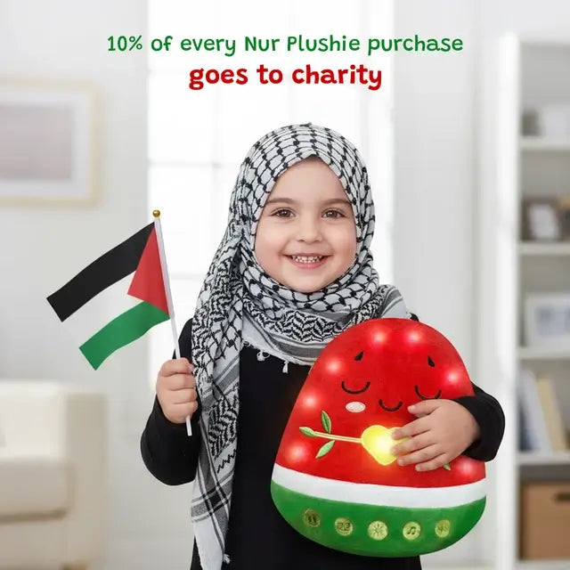 Interactive Nūr Watermelon Dua Pillow & Plushie | Islamic Toys for Kids