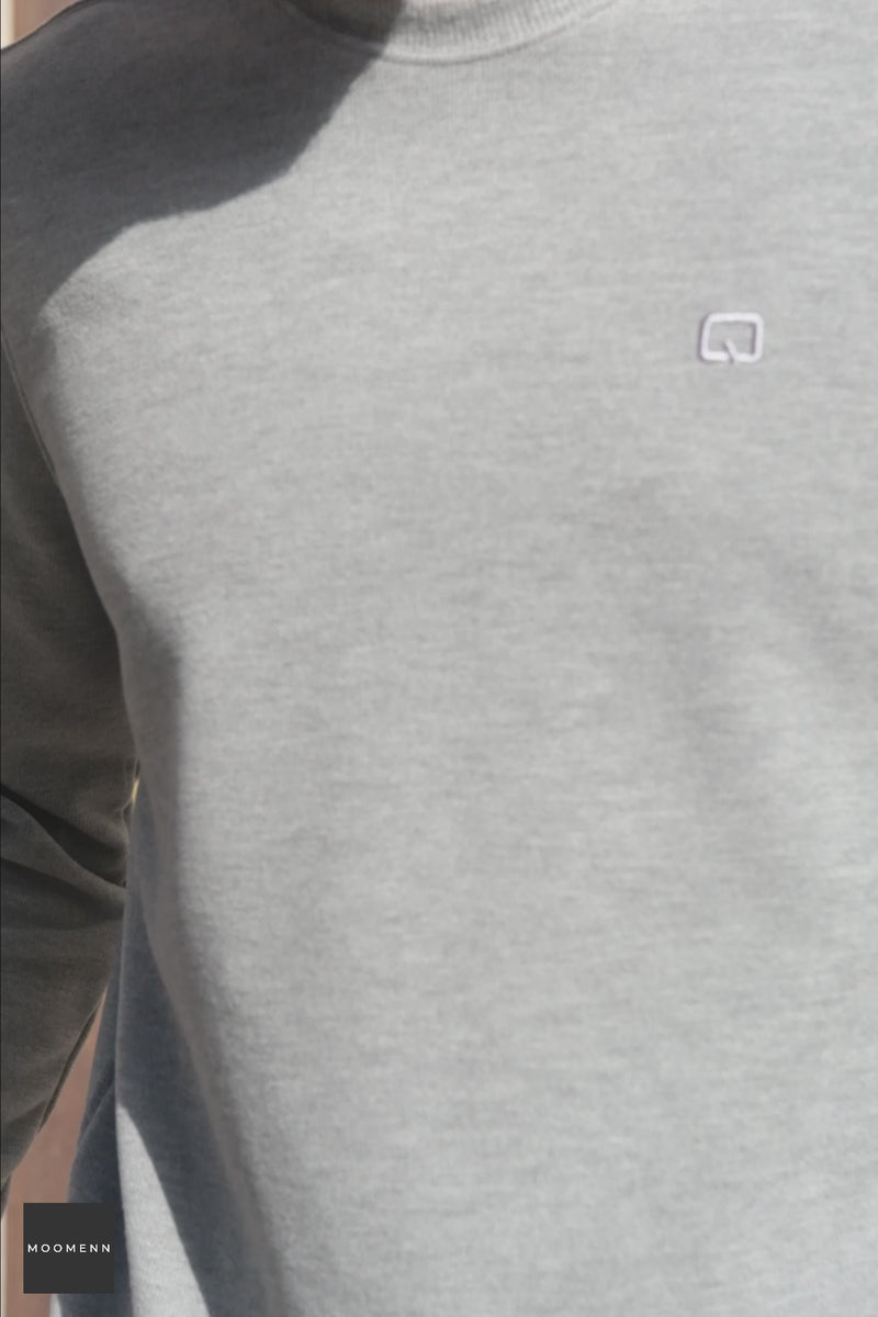 QL Round Collar Longline Sweatshirt in Grey