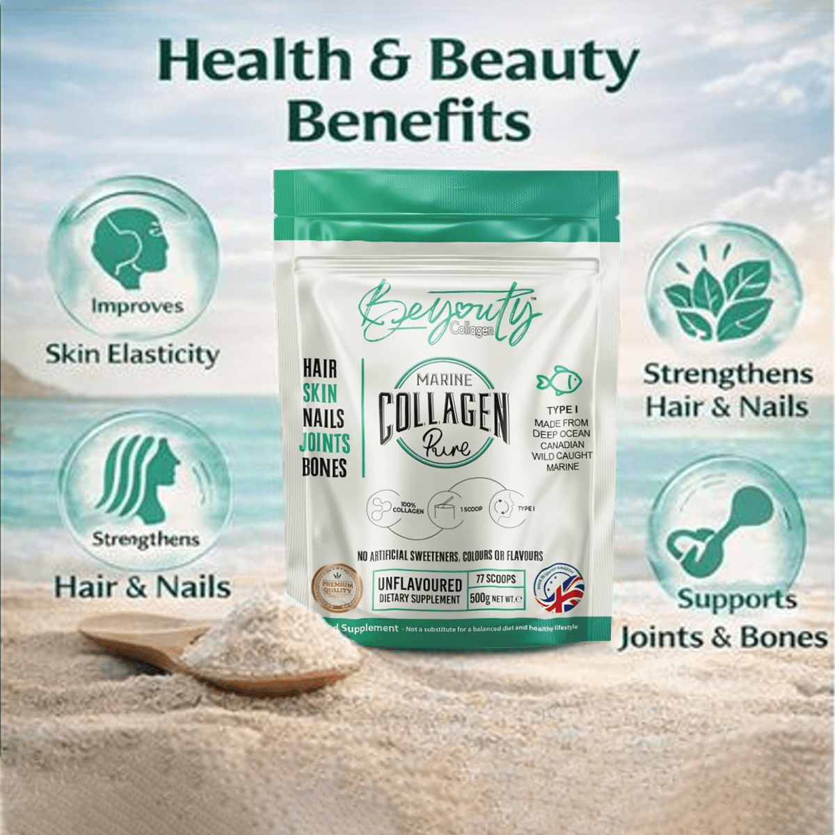 Pure Premium Marine Collagen Hydrolysed Peptides TYPE I - 500g