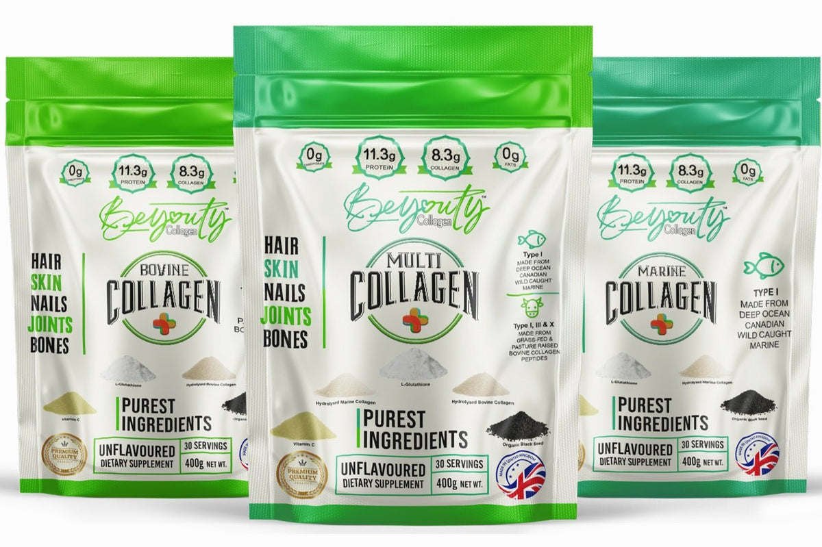 Pure Hydrolysed Bovine Collagen Peptides TYPE I, III & X - 500g