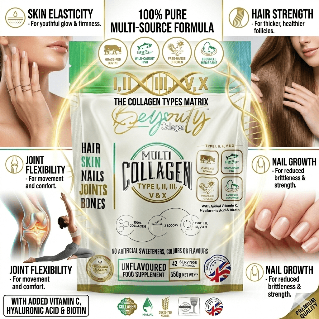 Multi 5 Types Collagen Hydrolysed Peptides TYPE I, II, III, V & X - 550G