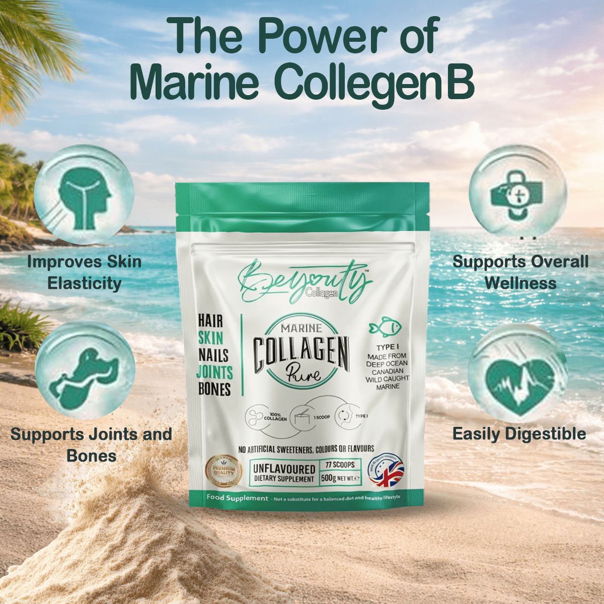 Pure Premium Marine Collagen Hydrolysed Peptides TYPE I - 500g