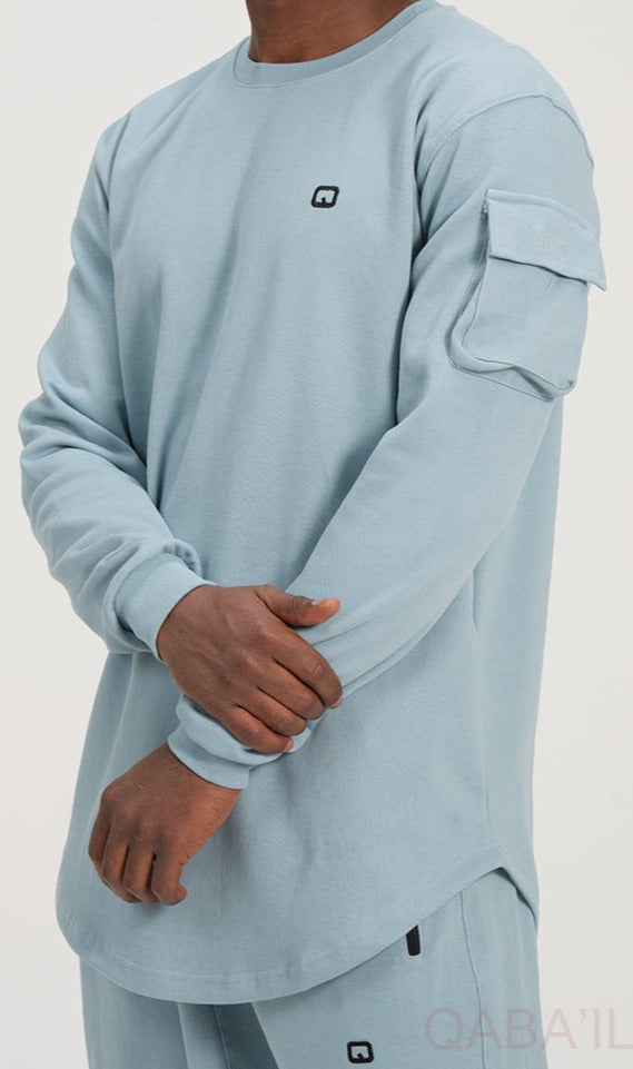 QL Sniper Set Cargo Joggers and Longline Top in Sky Blue
